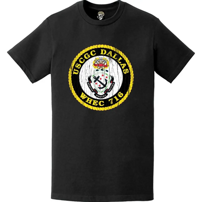 Distressed USCGC Dallas (WHEC-716) Ship's Crest Emblem Logo T-Shirt Tactically Acquired   