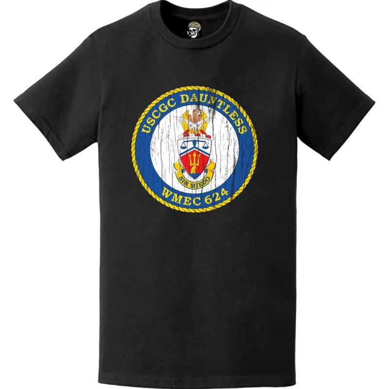 Distressed USCGC Dauntless (WMEC-624) Ship's Crest Emblem Logo T-Shirt