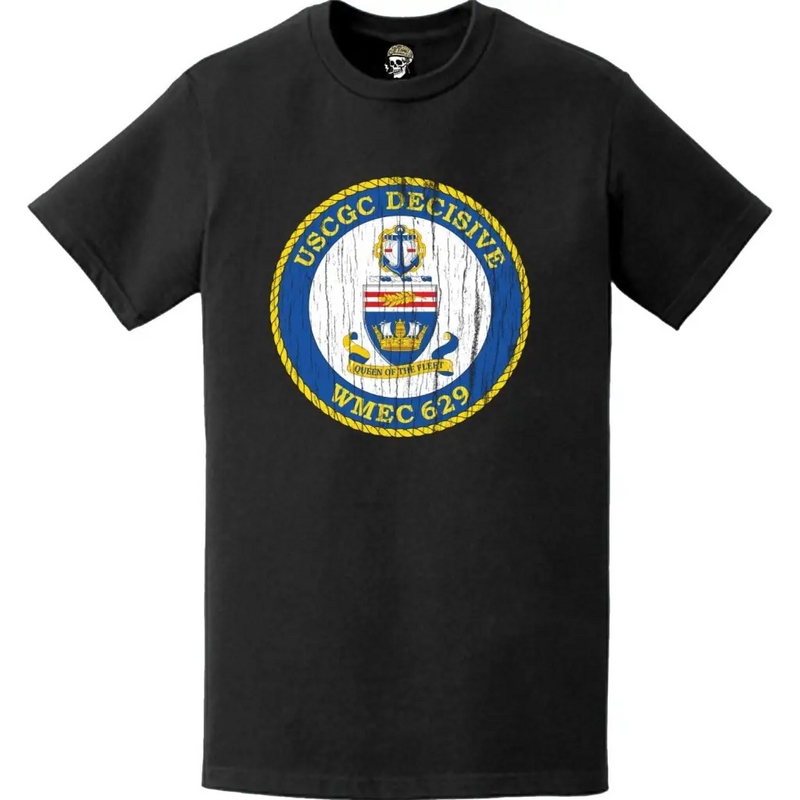 Distressed USCGC Decisive (WMEC-629) Ship's Crest Emblem Logo T-Shirt