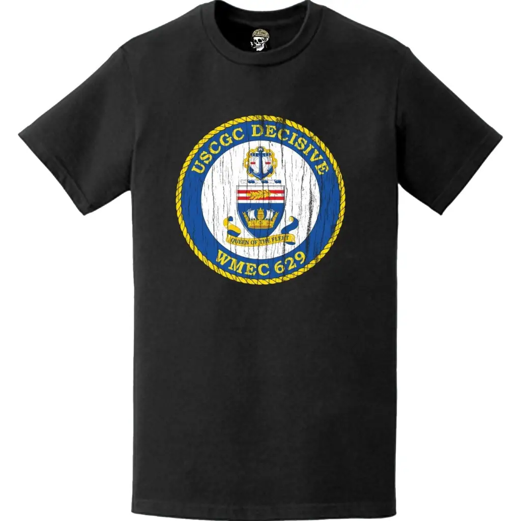 Distressed USCGC Decisive (WMEC-629) Ship's Crest Emblem Logo T-Shirt Tactically Acquired   