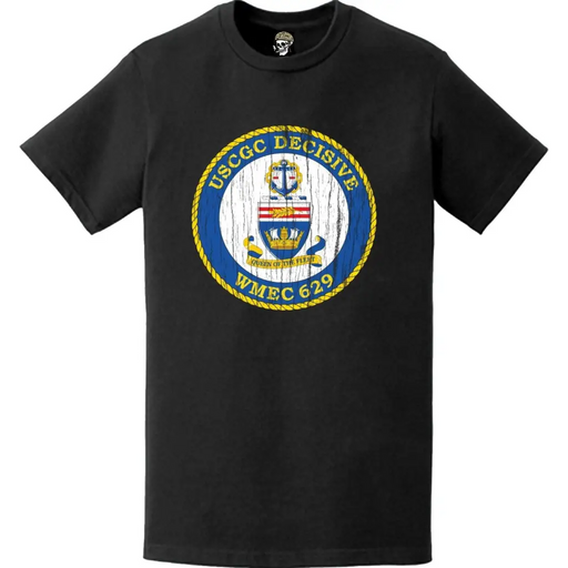 Distressed USCGC Decisive (WMEC-629) Ship's Crest Emblem Logo T-Shirt Tactically Acquired   
