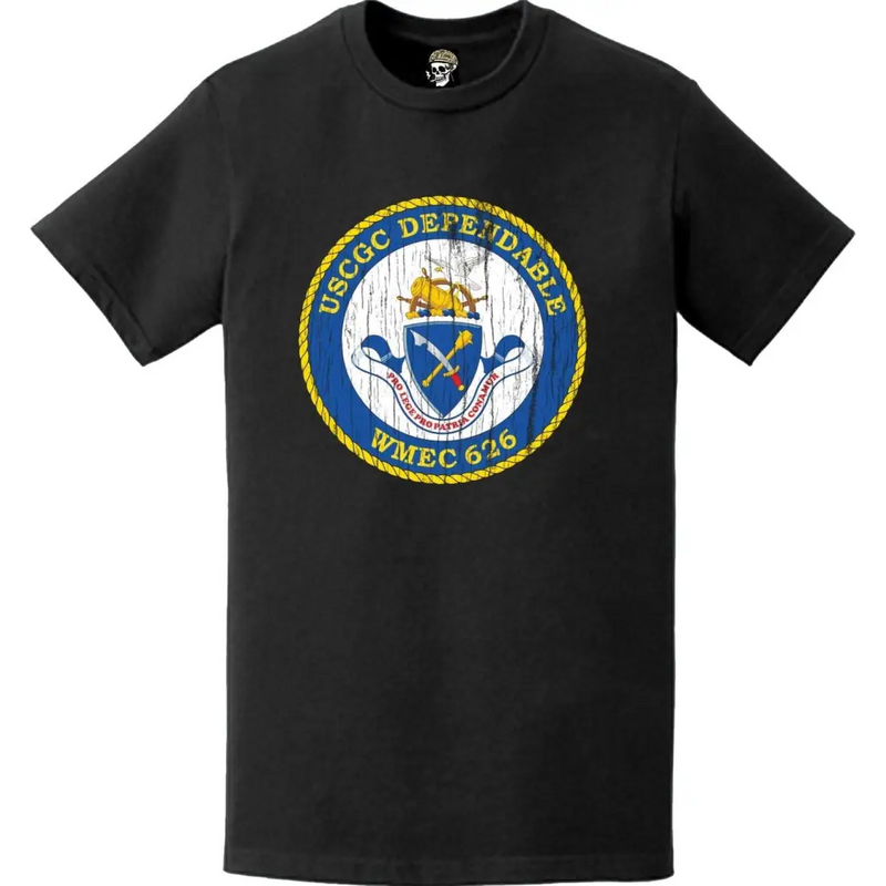 Distressed USCGC Dependable (WMEC-626) Ship's Crest Emblem Logo T-Shirt