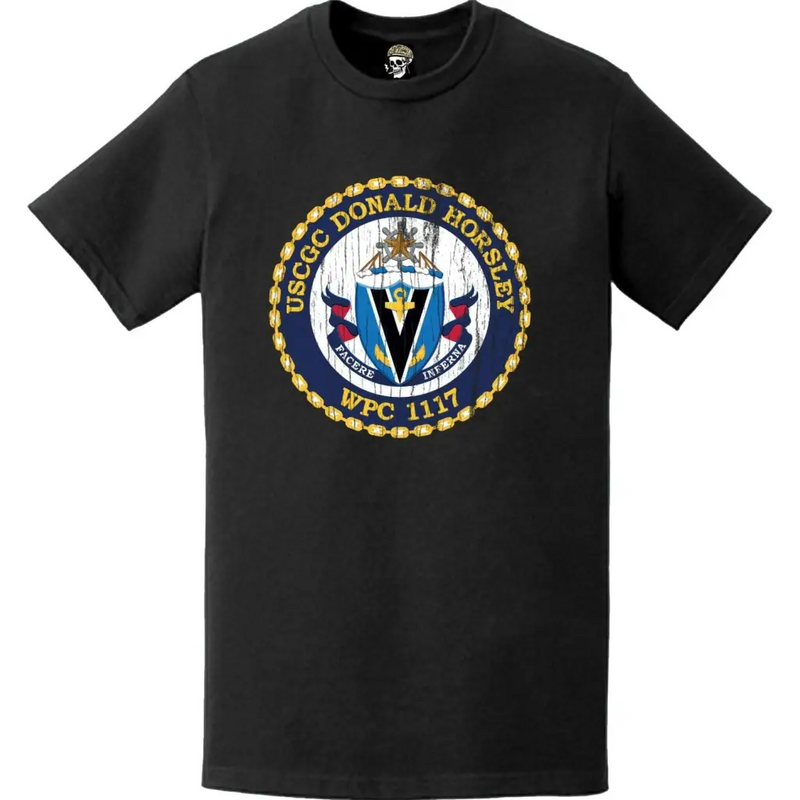 Distressed USCGC Donald Horsley (WPC-1117) Ship's Crest Emblem Logo T-Shirt