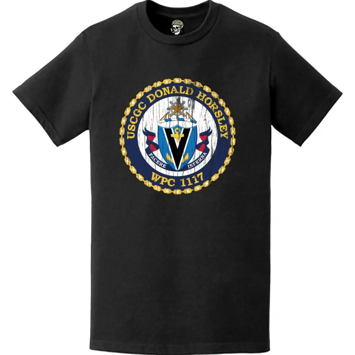 Distressed USCGC Donald Horsley (WPC-1117) Ship's Crest Emblem Logo T-Shirt Tactically Acquired   