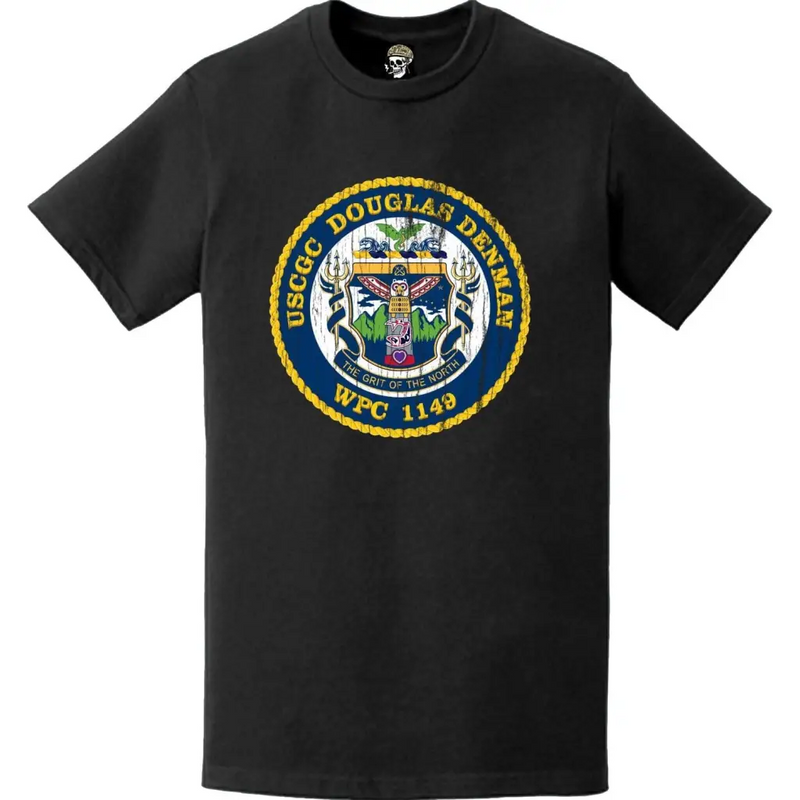 Distressed USCGC Douglas Denman (WPC-1149) Ship's Crest Emblem Logo T-Shirt