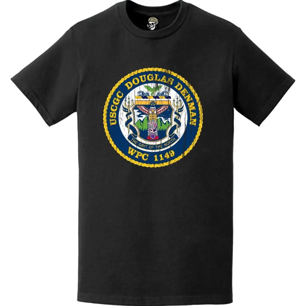 Distressed USCGC Douglas Denman (WPC-1149) Ship's Crest Emblem Logo T-Shirt Tactically Acquired   