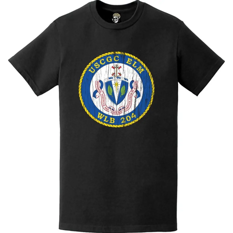 Distressed USCGC Elm (WLB-204) Ship's Crest Emblem Logo T-Shirt