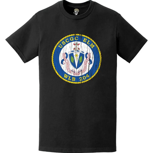 Distressed USCGC Elm (WLB-204) Ship's Crest Emblem Logo T-Shirt Tactically Acquired   