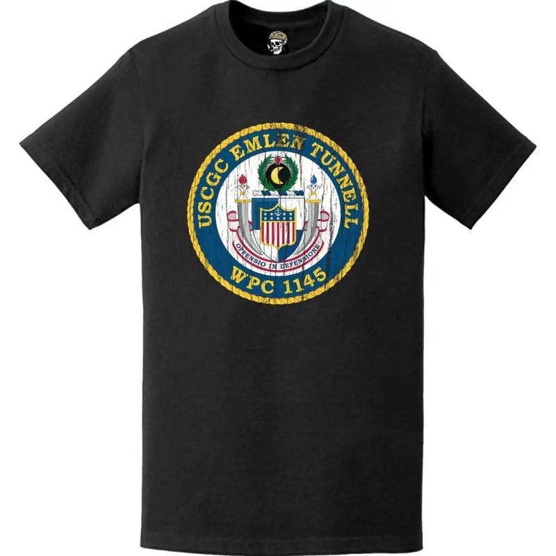 Distressed USCGC Emlen Tunnell (WPC-1145) Ship's Crest Emblem Logo T-Shirt