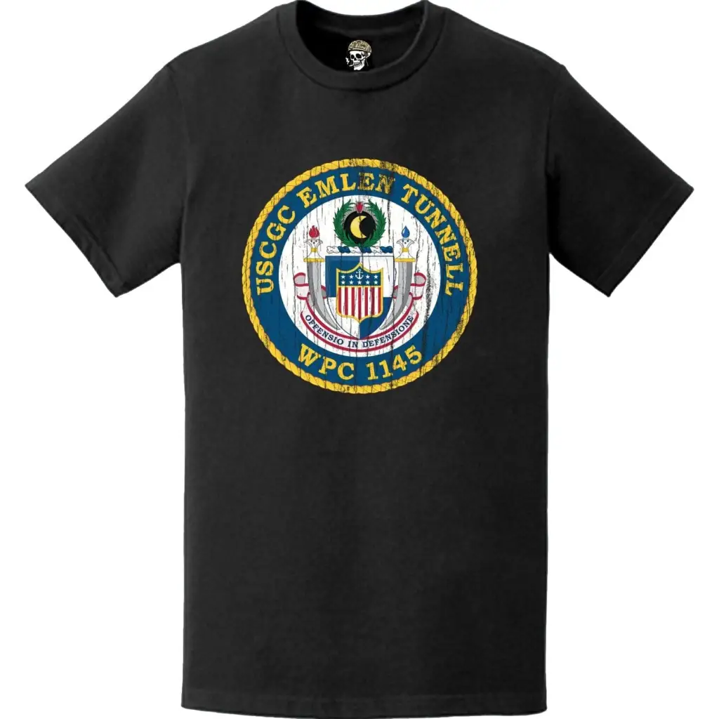 Distressed USCGC Emlen Tunnell (WPC-1145) Ship's Crest Emblem Logo T-Shirt Tactically Acquired   