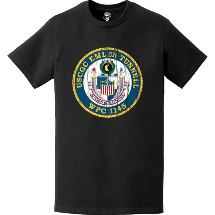 Distressed USCGC Emlen Tunnell (WPC-1145) Ship's Crest Emblem Logo T-Shirt Tactically Acquired   