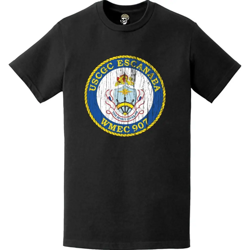 Distressed USCGC Escanaba (WMEC-907) Ship's Crest Emblem Logo T-Shirt
