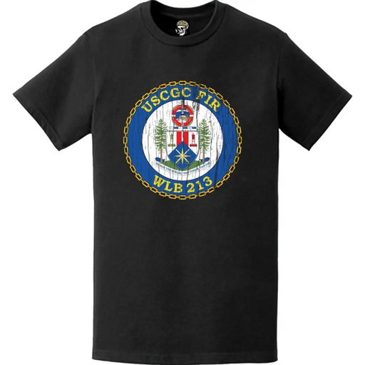 Distressed USCGC Fir (WLB-213) Ship's Crest Emblem Logo T-Shirt Tactically Acquired   