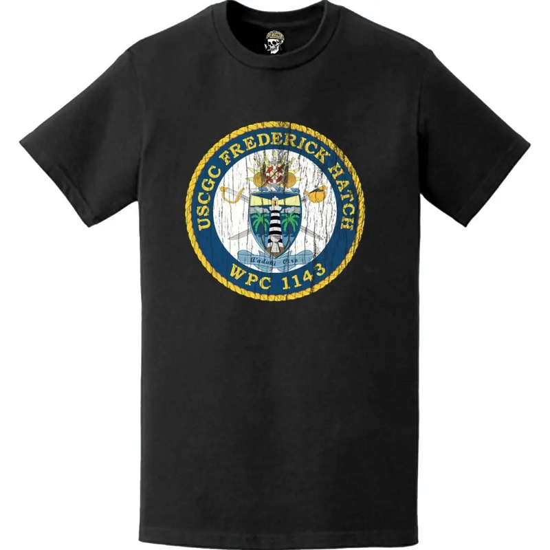 Distressed USCGC Frederick Hatch (WPC-1143) Ship's Crest Emblem Logo T-Shirt