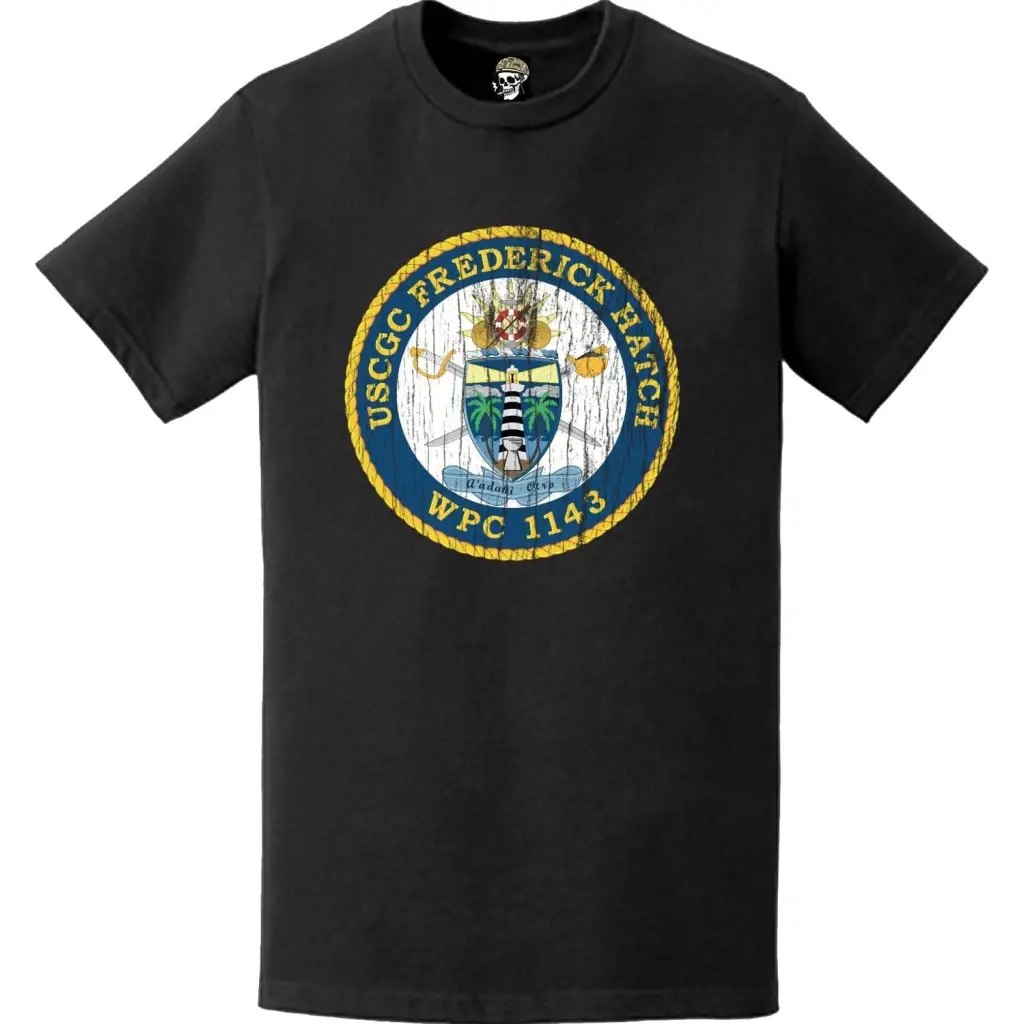 Distressed USCGC Frederick Hatch (WPC-1143) Ship's Crest Emblem Logo T-Shirt Tactically Acquired   