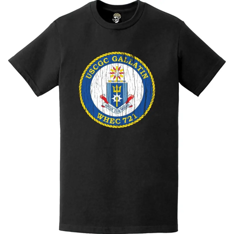 Distressed USCGC Gallatin (WLB-721) Ship's Crest Emblem Logo T-Shirt