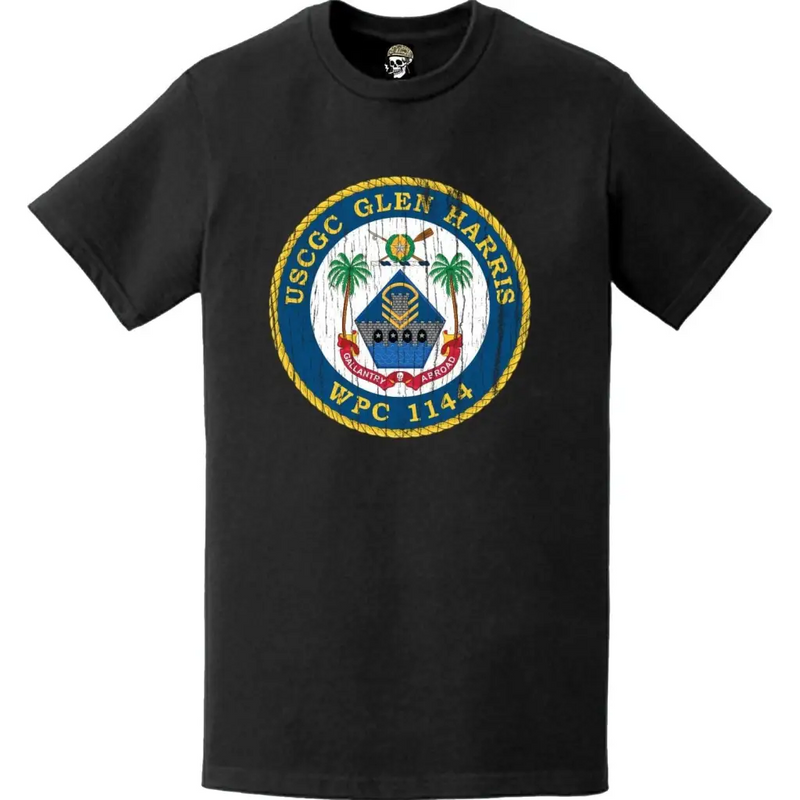 Distressed USCGC Glen Harris (WPC-1144) Ship's Crest Emblem Logo T-Shirt
