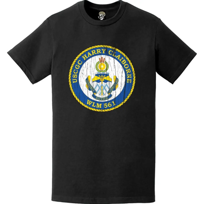 Distressed USCGC Harry Claiborne (WLM-561) Ship's Crest Emblem Logo T-Shirt