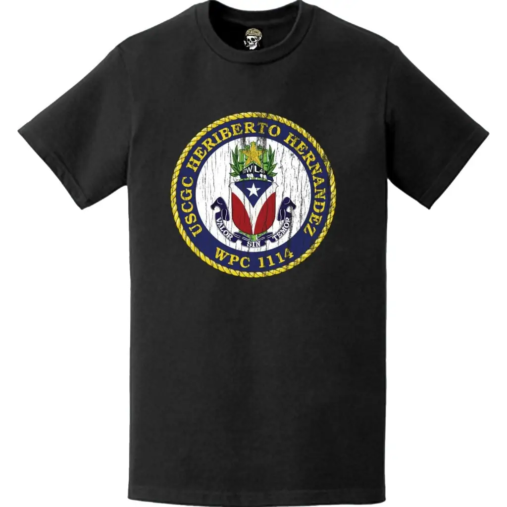 Distressed USCGC Heriberto Hernandez (WPC-1114) Ship's Crest Emblem Logo T-Shirt Tactically Acquired   