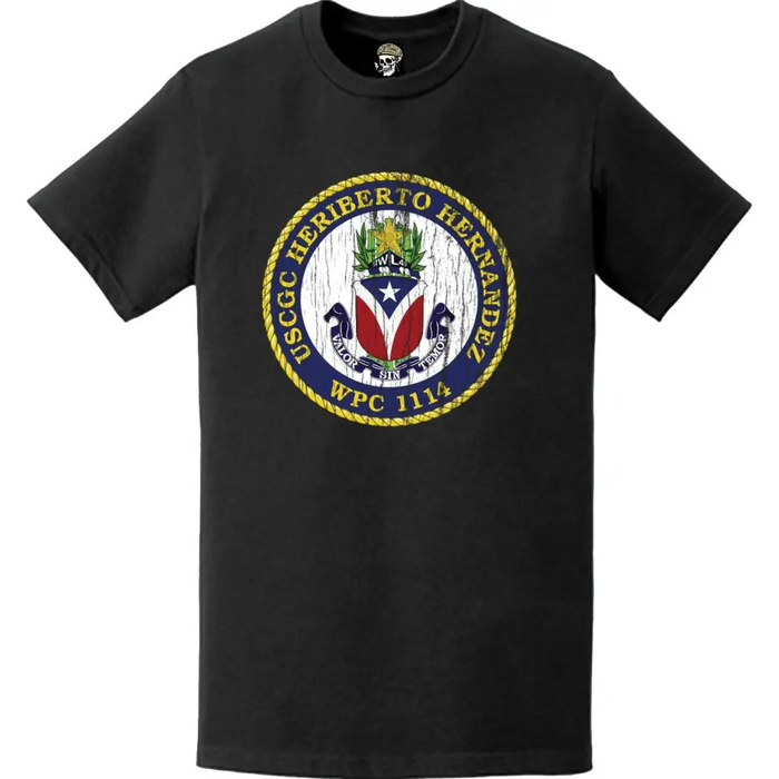 Distressed USCGC Heriberto Hernandez (WPC-1114) Ship's Crest Emblem Logo T-Shirt Tactically Acquired   