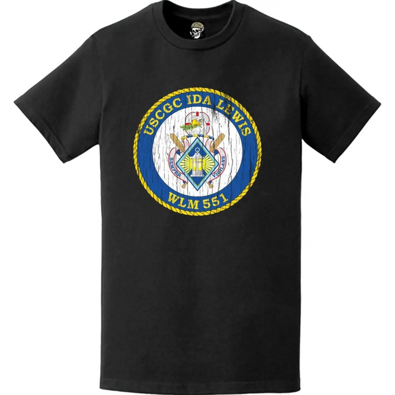 Distressed USCGC Ida Lewis (WLM-551) Ship's Crest Emblem Logo T-Shirt