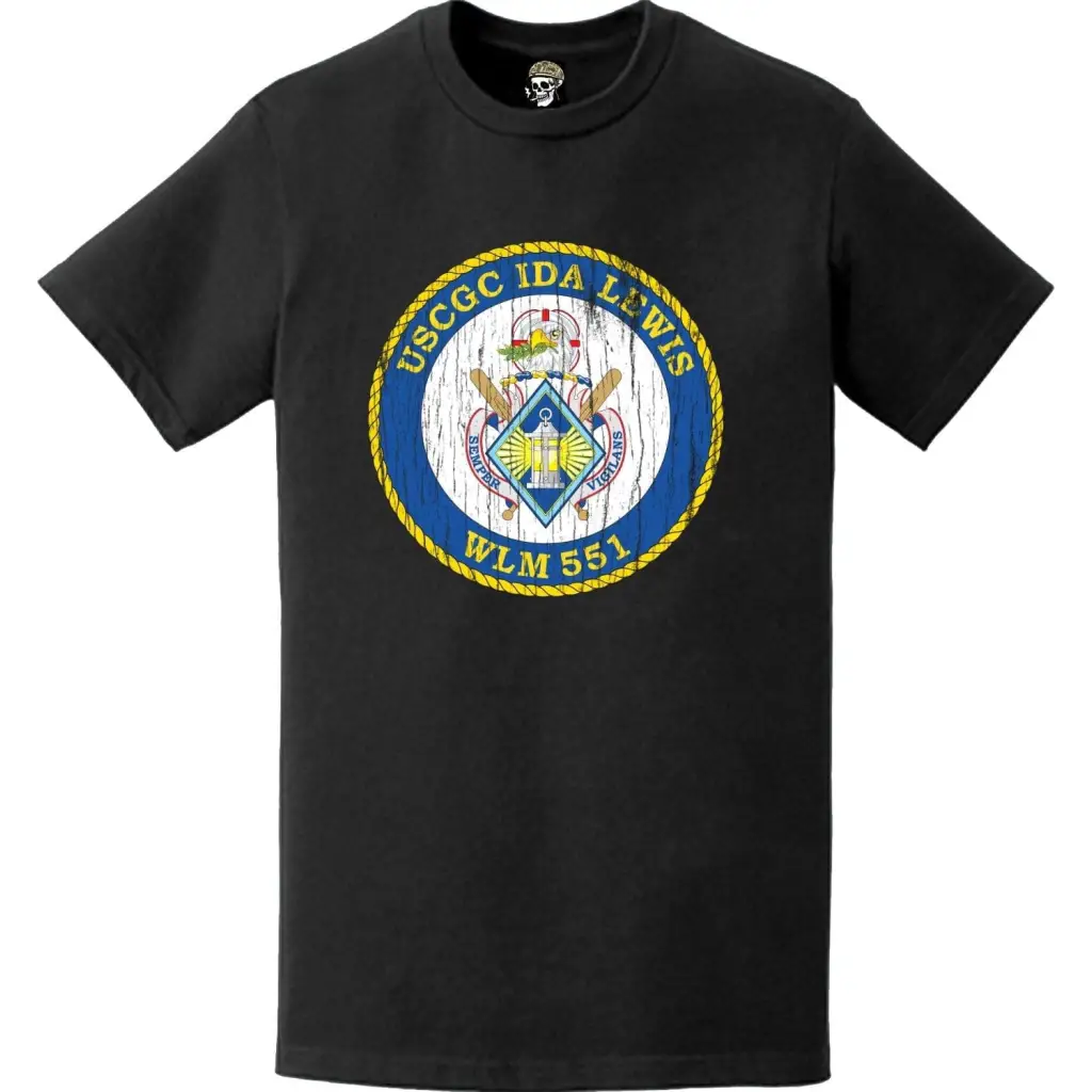 Distressed USCGC Ida Lewis (WLM-551) Ship's Crest Emblem Logo T-Shirt Tactically Acquired   