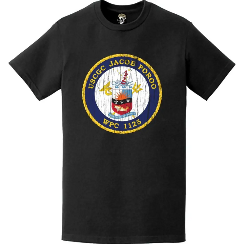 Distressed USCGC Jacob Poroo (WPC-1125) Ship's Crest Emblem Logo T-Shirt
