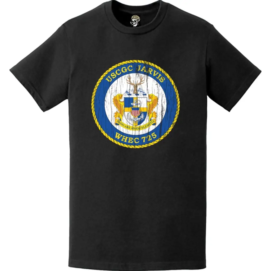 Distressed USCGC Jarvis (WHEC-725) Ship's Crest Emblem Logo T-Shirt Tactically Acquired   