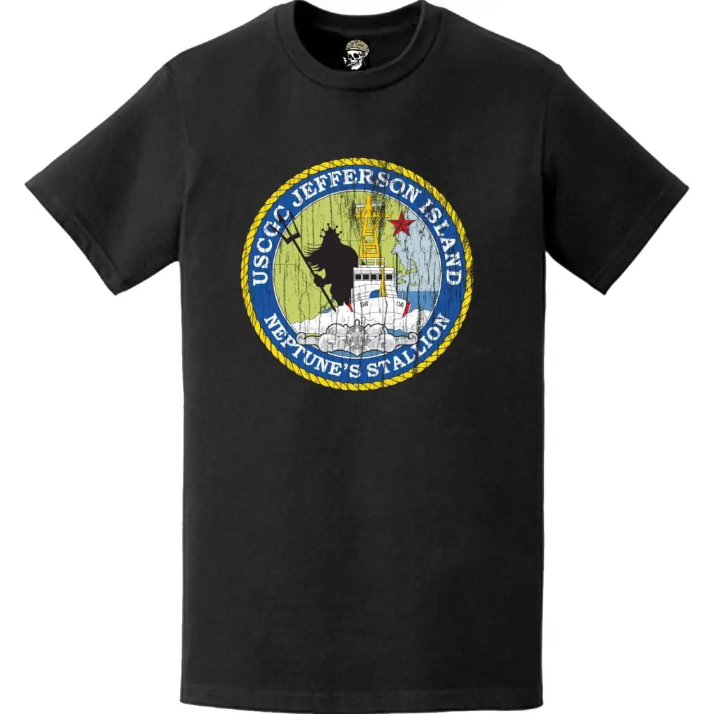 Distressed USCGC Jefferson Island (WPB-1340) Ship's Crest Emblem Logo T-Shirt Tactically Acquired   