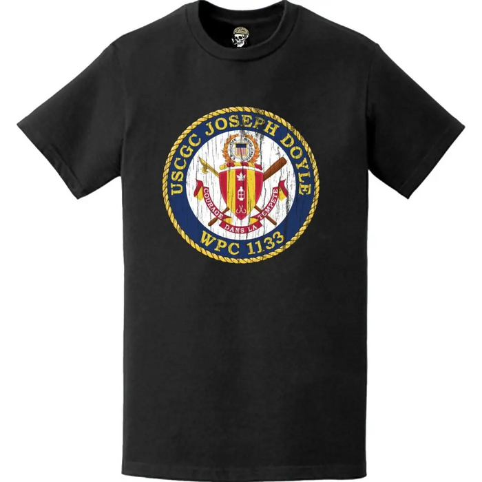 Distressed USCGC Joseph Doyle (WPC-1133) Ship's Crest Emblem Logo T-Shirt Tactically Acquired   