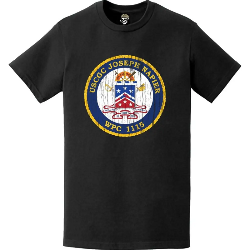Distressed USCGC Joseph Napier (WPC-1115) Ship's Crest Emblem Logo T-Shirt