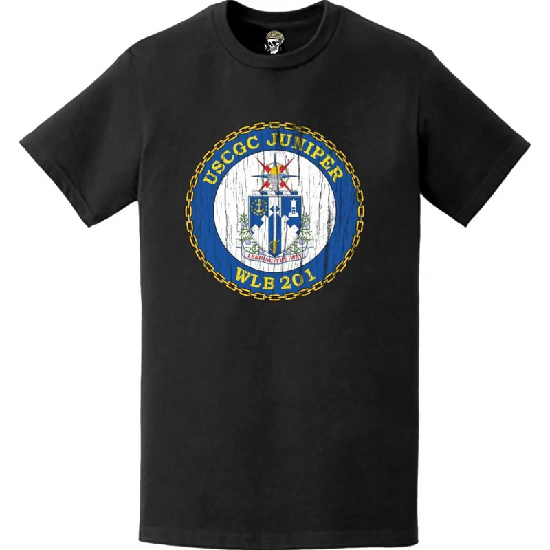 Distressed USCGC Juniper (WLB-201) Ship's Crest Emblem Logo T-Shirt
