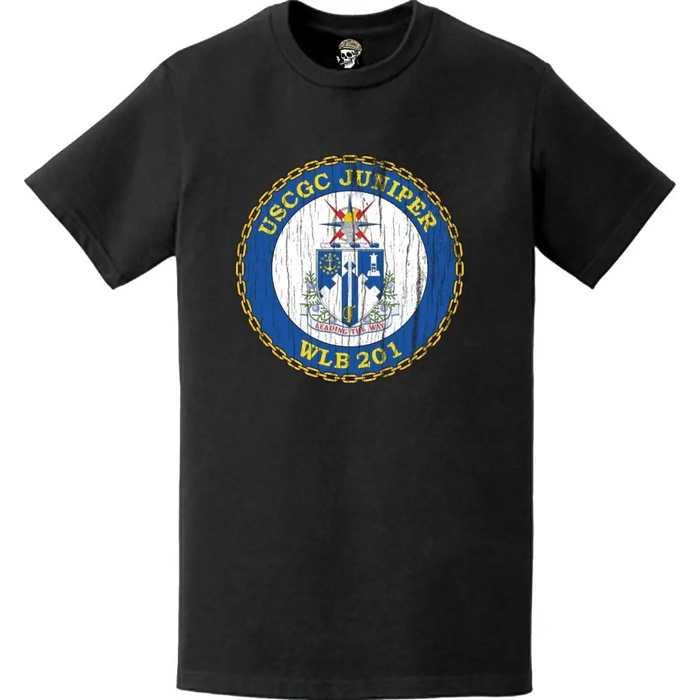 Distressed USCGC Juniper (WLB-201) Ship's Crest Emblem Logo T-Shirt Tactically Acquired   