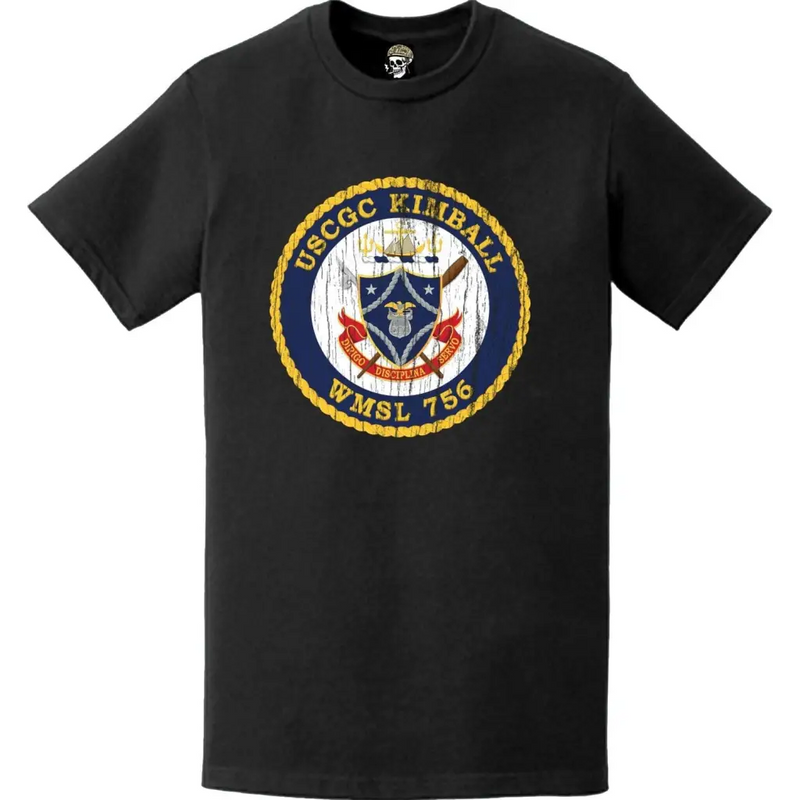 Distressed USCGC Kimball (WMSL-756) Ship's Crest Emblem Logo T-Shirt