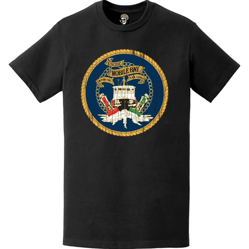 Distressed USCGC Mobile Bay (WTGB-103) Ship's Crest Emblem Logo T-Shirt
