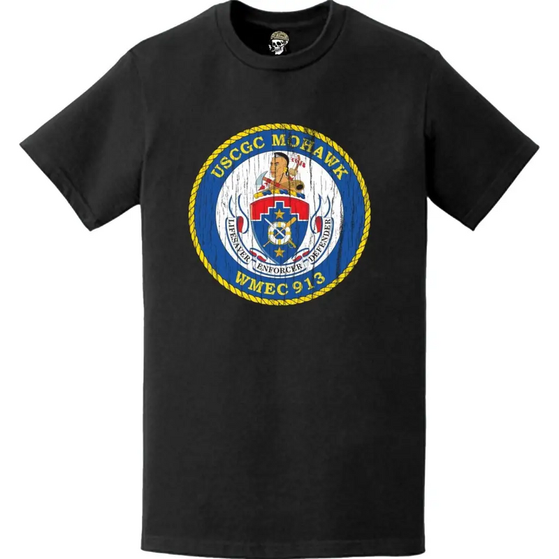 Distressed USCGC Mowhawk (WMEC-913) Ship's Crest Emblem Logo T-Shirt