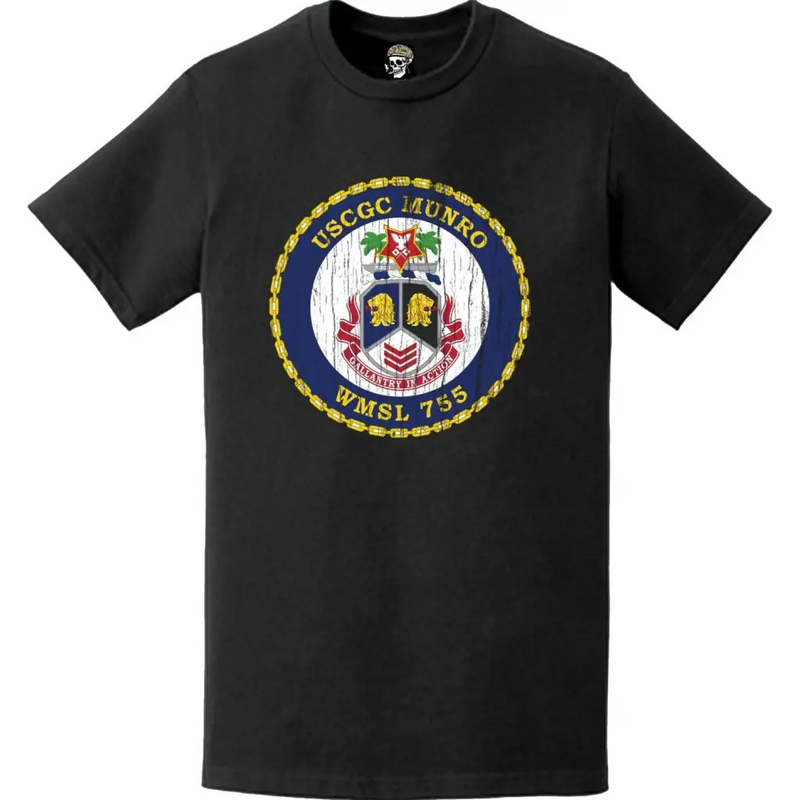 Distressed USCGC Munro (WMSL-755) Ship's Crest Emblem Logo T-Shirt
