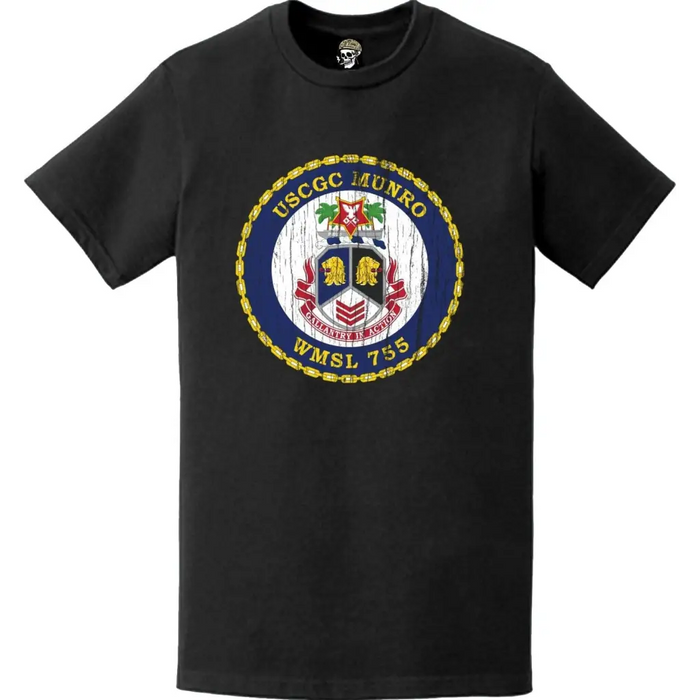 Distressed USCGC Munro (WMSL-755) Ship's Crest Emblem Logo T-Shirt Tactically Acquired   