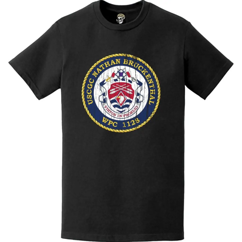 Distressed USCGC Nathan Bruckenthal (WPC-1128) Ship's Crest Emblem Logo T-Shirt