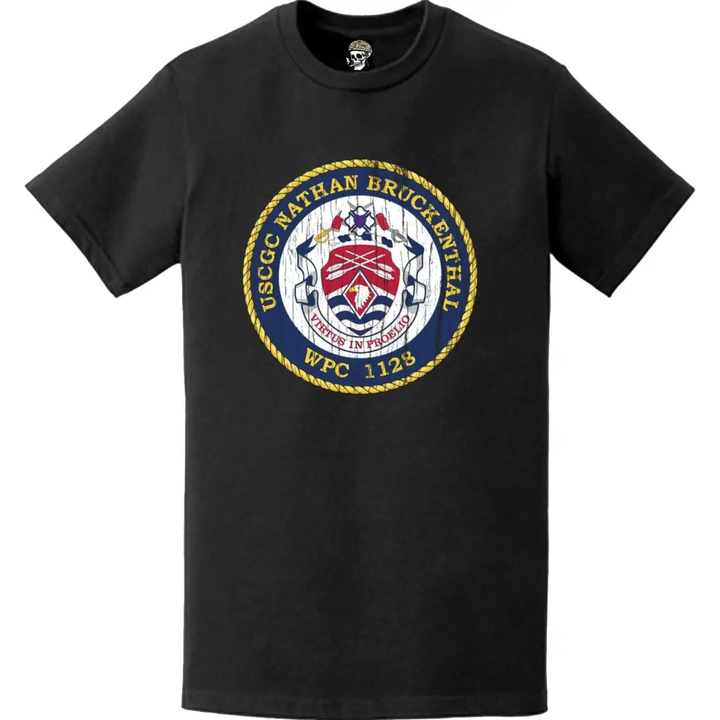 Distressed USCGC Nathan Bruckenthal (WPC-1128) Ship's Crest Emblem Logo T-Shirt Tactically Acquired   