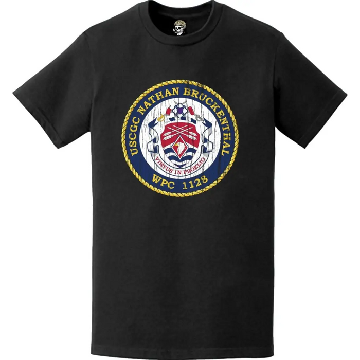 Distressed USCGC Nathan Bruckenthal (WPC-1128) Ship's Crest Emblem Logo T-Shirt Tactically Acquired   