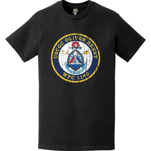 Distressed USCGC Oliver Henry (WPC-1140) Ship's Crest Emblem Logo T-Shirt Tactically Acquired   