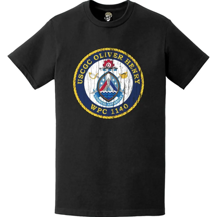 Distressed USCGC Oliver Henry (WPC-1140) Ship's Crest Emblem Logo T-Shirt Tactically Acquired   