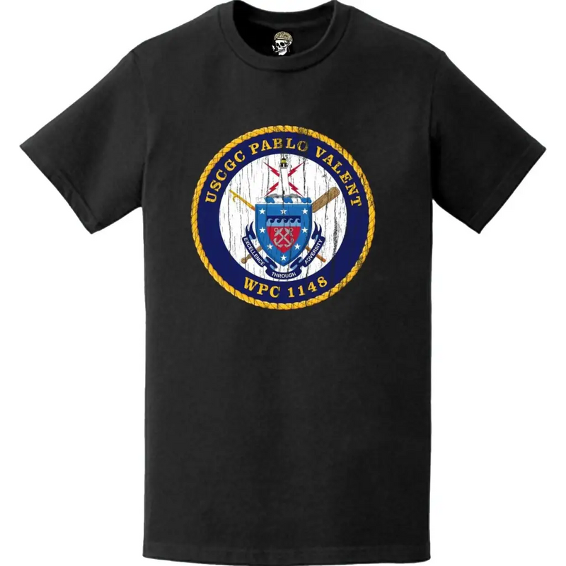 Distressed USCGC Pablo Valent (WPC-1148) Ship's Crest Emblem Logo T-Shirt