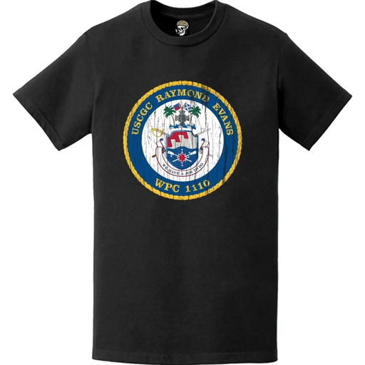 Distressed USCGC Raymond Evans (WPC-1110) Ship's Crest Emblem Logo T-Shirt Tactically Acquired   