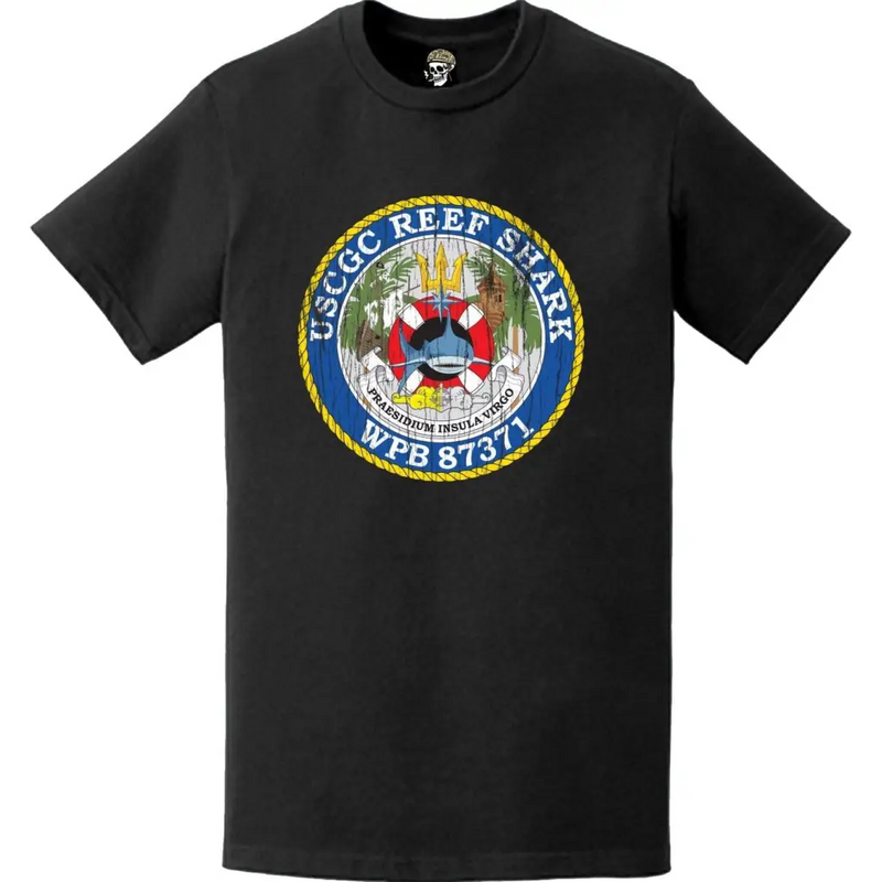 Distressed USCGC Reef Shark (WPB-87371) Ship's Crest Emblem Logo T-Shirt