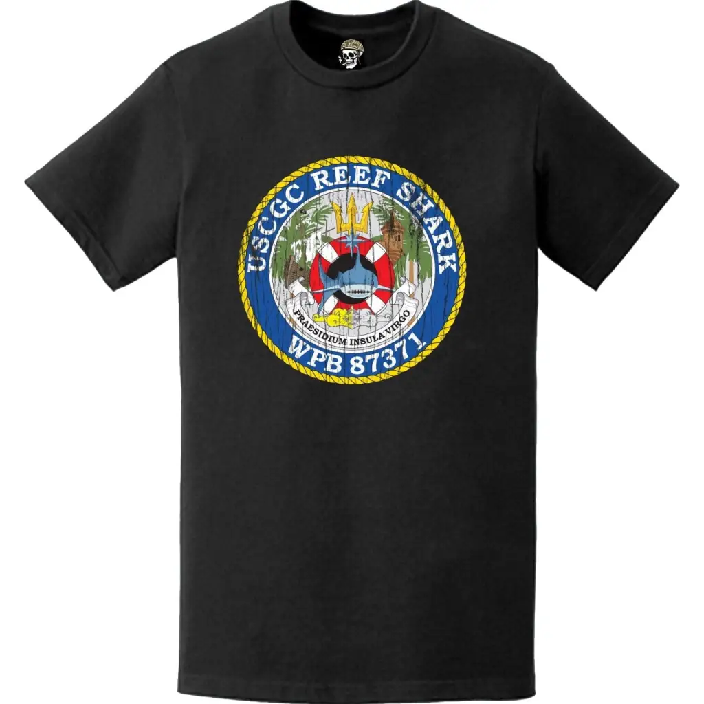 Distressed USCGC Reef Shark (WPB-87371) Ship's Crest Emblem Logo T-Shirt Tactically Acquired   