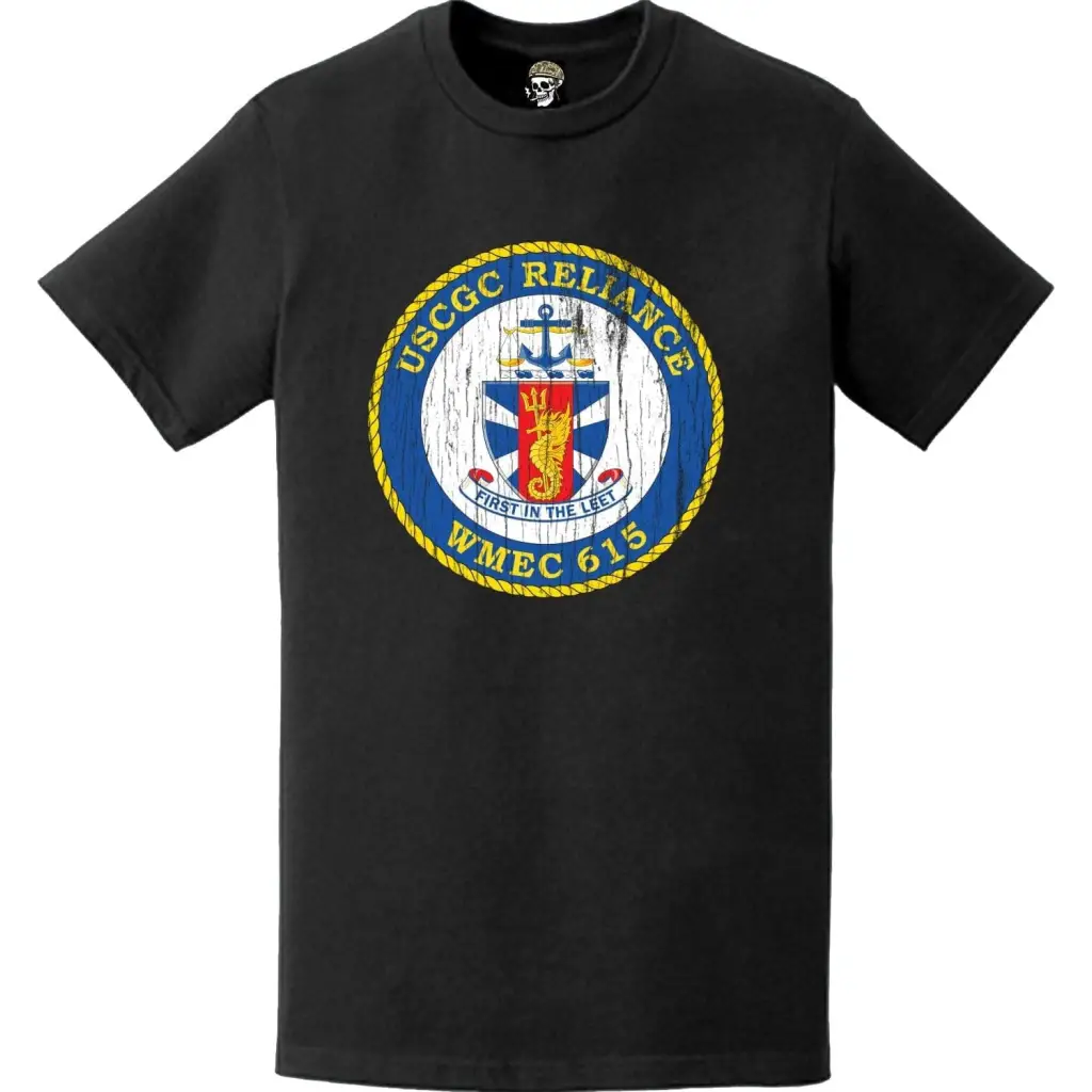 Distressed USCGC Reliance (WMEC-615) Ship's Crest Emblem Logo T-Shirt Tactically Acquired   