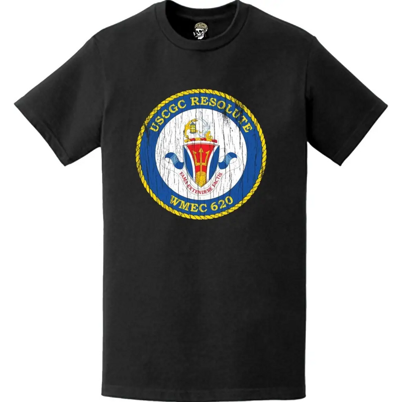Distressed USCGC Resolute (WMEC-620) Ship's Crest Emblem Logo T-Shirt