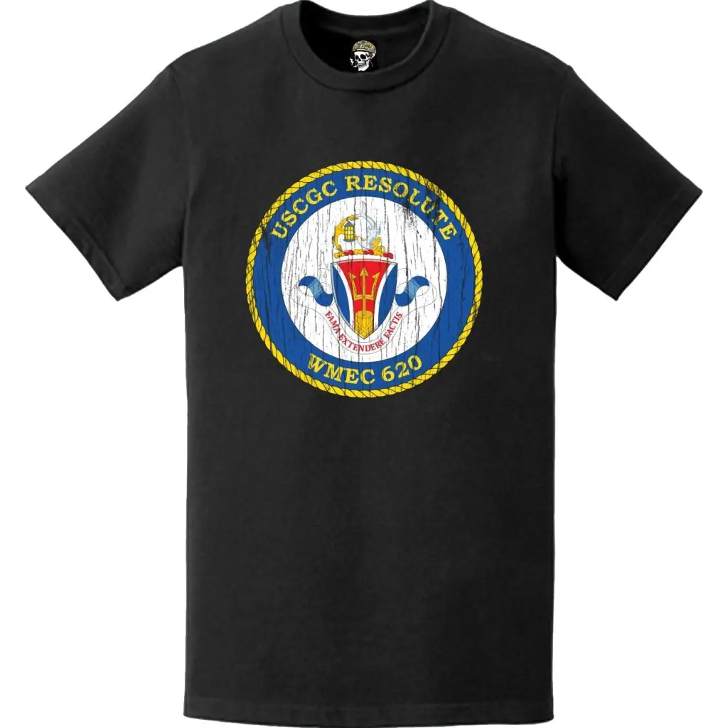 Distressed USCGC Resolute (WMEC-620) Ship's Crest Emblem Logo T-Shirt Tactically Acquired   